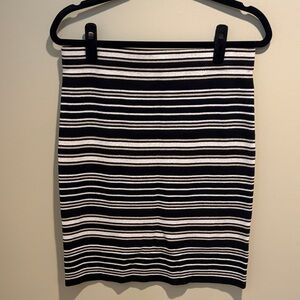 LOFT Black and White Striped Pencil Skirt